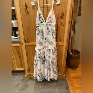 Dainty Hooligan long floral low cut back dress, size small